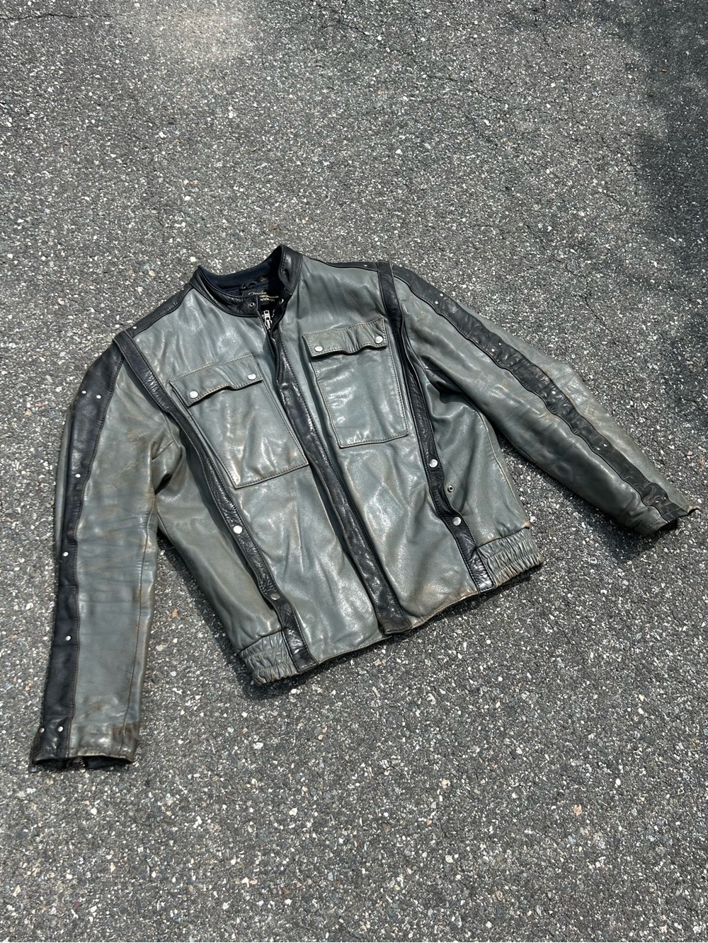 Hein Gericke Harley Davidson Leather Motorcycle Jacket Mesh Lined Gray 40